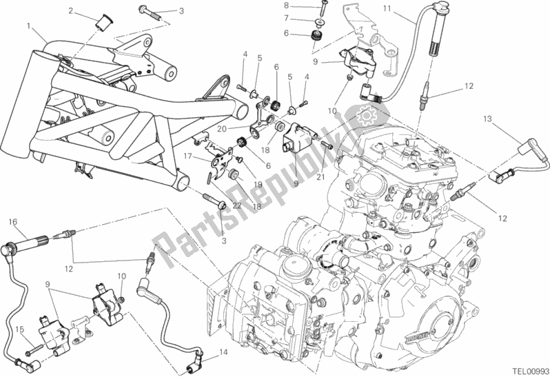 All parts for the Frame of the Ducati Diavel Xdiavel Thailand 1260 2016